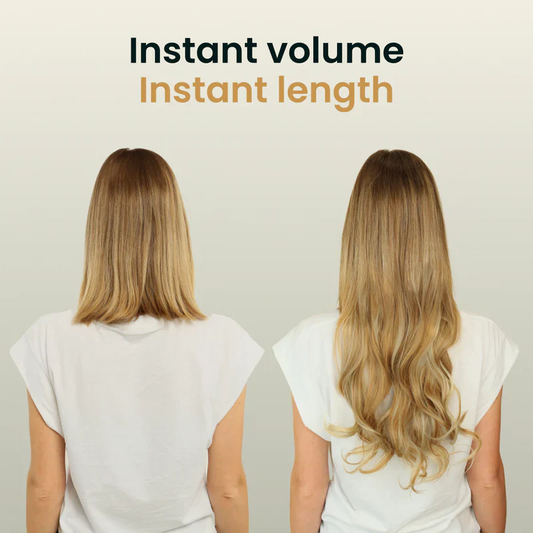 Blonde—High Quality Halo Hair Extensions(Comprising Wavy + Straight)