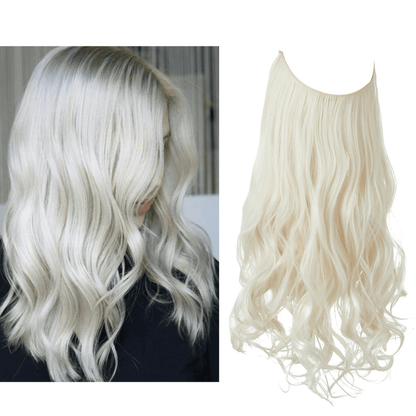 Blonde—High Quality Halo Hair Extensions(Comprising Wavy + Straight)